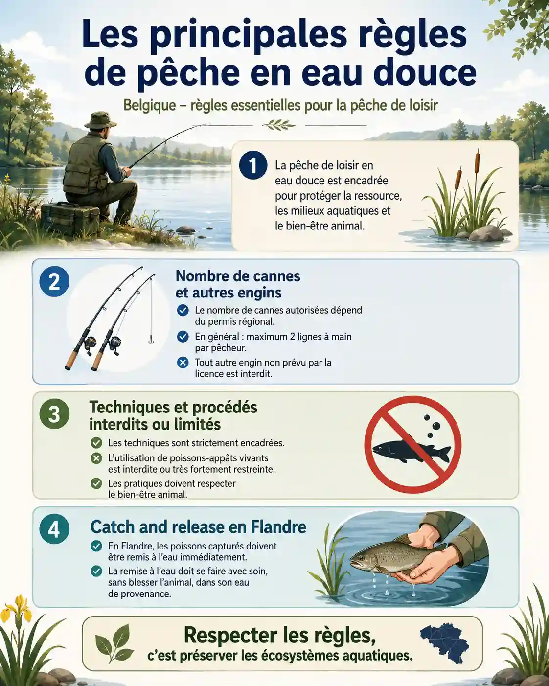 Les principales règles de pêche en eau douce