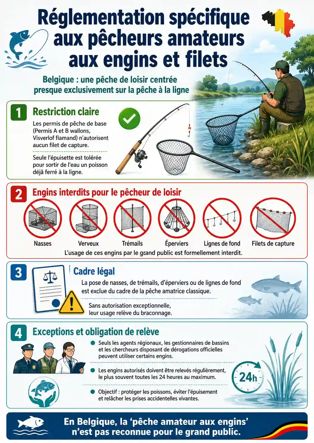 Réglementation spécifique aux pêcheurs amateurs aux engins et filets